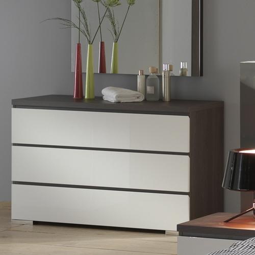 Commode adulte design laquée blanche et chêne fonc