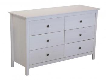 Commode 6 tiroirs en pin et MDF blanc