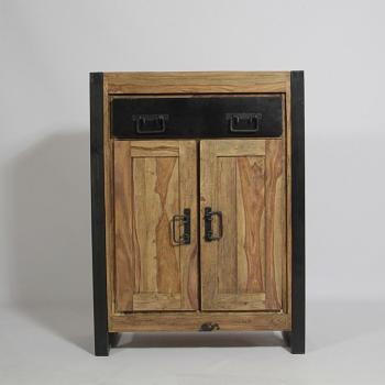Buffet industriel 2 portes bois naturel, 1 tiroir