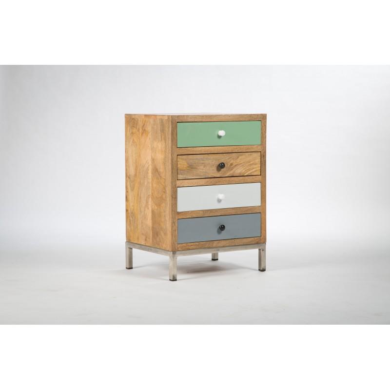Meuble dappoint bois 4 tiroirs pastel