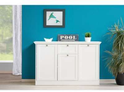 Commode design blanc 3 portes 1 tiroir Humi 120 cm Commode design blanc 3 portes