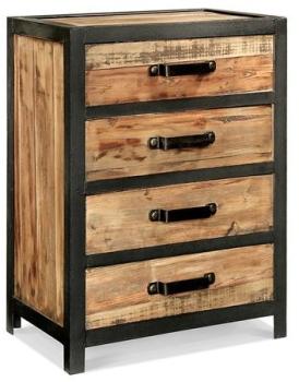 Cabinet Industriel 4 tiroirs en Bois et Métal Rose Cabinet Industriel 4 tiroirs