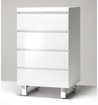 Commode Nora blanc laqué 4 tiroirs Commode Nora blanc laqué 4