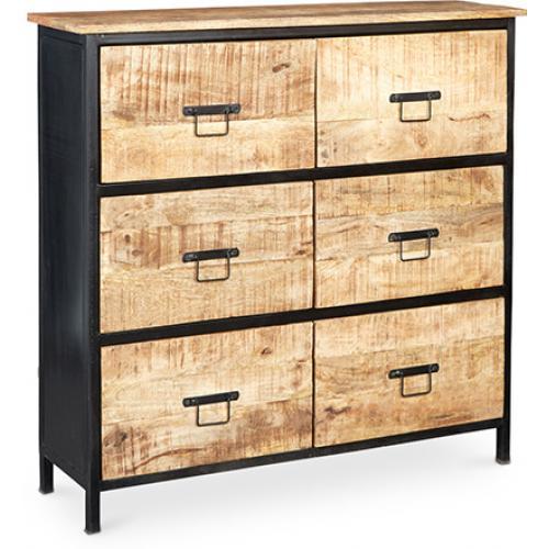 Commode Onawa 6 tiroirs Style industriel vintage B