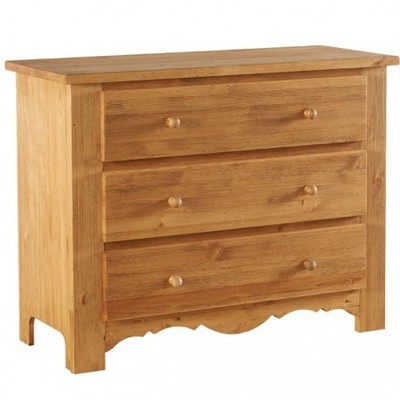 Commode Lincoln 3 Tiroirs En Pin Massif Ciré Bross