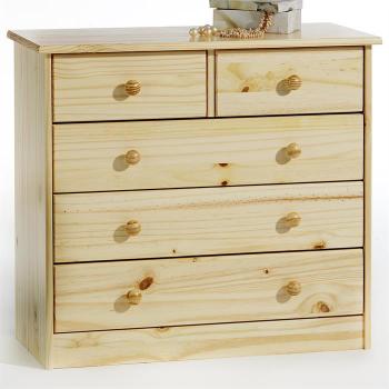 Commode en pin RONDO 2 3 tiroirs vernis naturel Commode en pin RONDO 2 3 tiroirs
