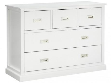Commode GUERANDE 5 tiroirs - Pin blanc