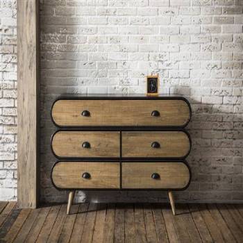 Buffet commode au style industriel KLAUS en chêne vintage Buffet commode au style industriel