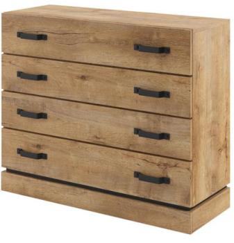 Commode 4 tiroirs design chêne foncé latte