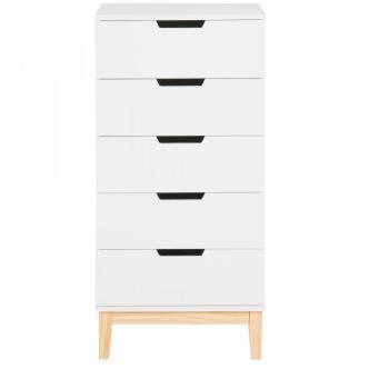 Chiffonnier laqué blanc 5 tiroirs Blanc