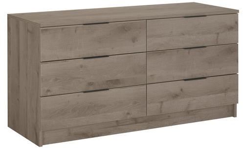 Commode finition chêne cendré 6 tiroirs Marron