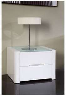 Chevet design blanc laqué 2 tiroirs Camilia 55 cm