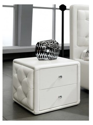 Chevet design capitonné en strass blanc avec 2 tir