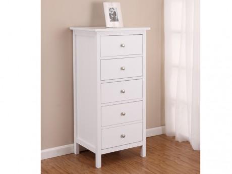 Chiffonnier ALBANE - 5 tiroirs - Pin blanc