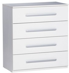 Commode moderne à 4 tiroirs coloris blanc laqué