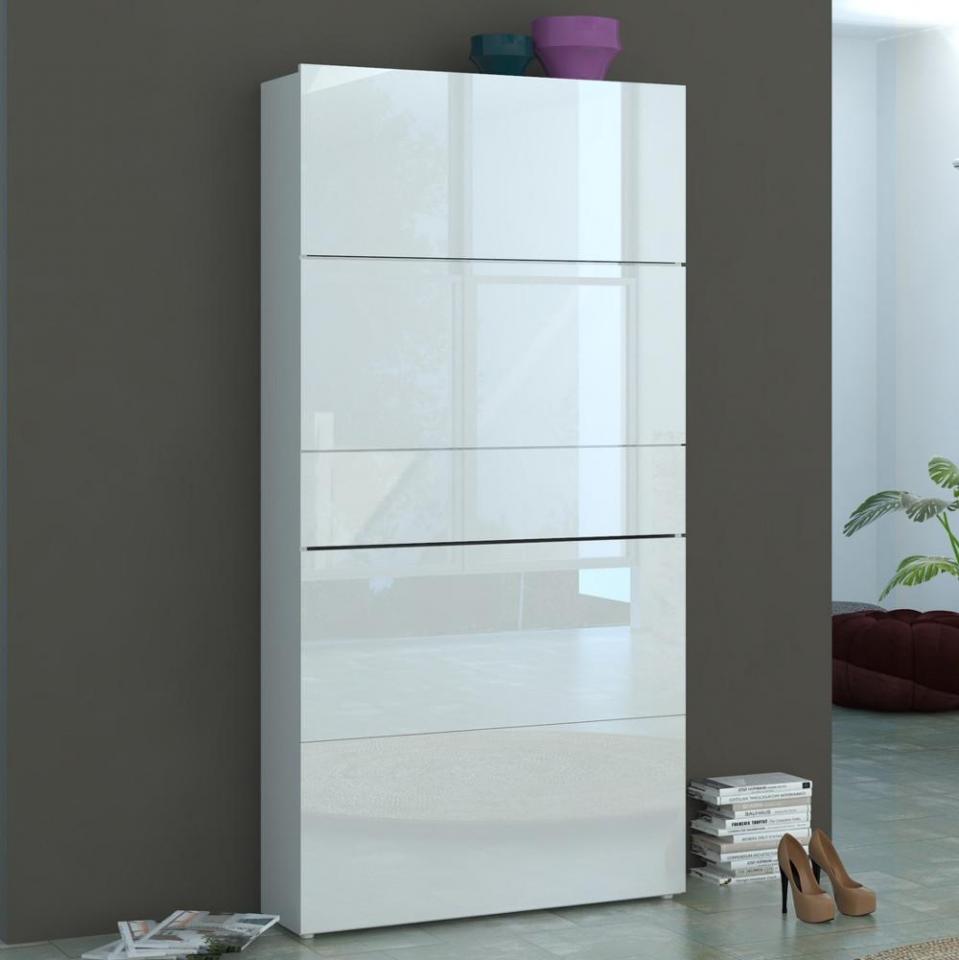 Meuble à chaussures 4 portes laqué blanc Pérouse