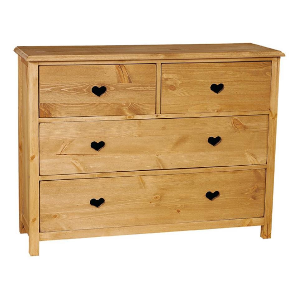 Commode rustique pin massif 4 tiroirs