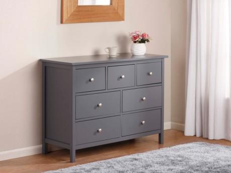 Commode ALBANE - 7 tiroirs - Pin gris