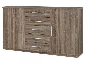 Commode CHLOE 2 portes et 5 tiroirs havanna Commode CHLOE 2 portes et