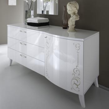 Commode adulte design laquée blanc brillant EMMA,