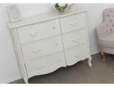 Commode 6 tiroirs blanc vieilli harpe amadeus Commode 6 tiroirs blanc vieilli