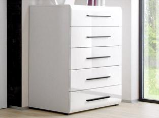 Commode design laqué blanc 5 tiroirs PAVORE - Comm