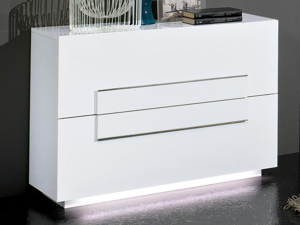 Commode CIRO 2 tiroirs blanc laqué