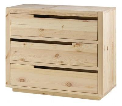 Commode pin massif brut 3 tiroirs Customize - 100