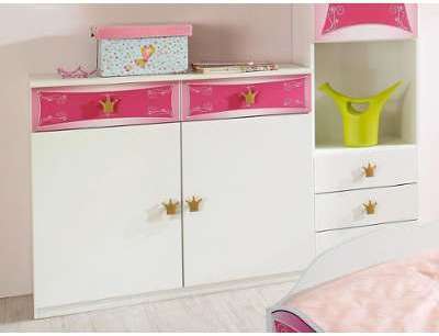 Commode PIPA 2 portes blanc rose Commode PIPA 2 portes blanc