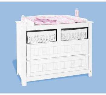 Commode à langer, Nina, blanche, en pin massif, Pi