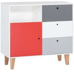 Commode design 3 tiroirs enfant lori Rouge