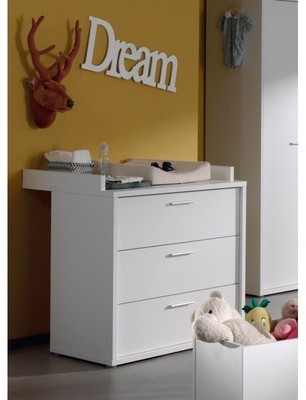 Commode à langer design à 3 tiroirs coloris blanc