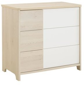 Commode 3 tiroirs décor imitation pin blanchi L98c