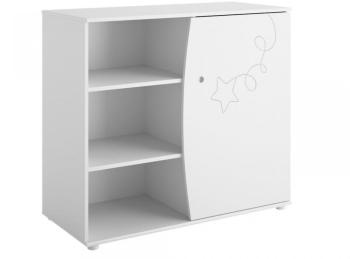 Commode 1 porte et 4 étagères décor blanc étoile c