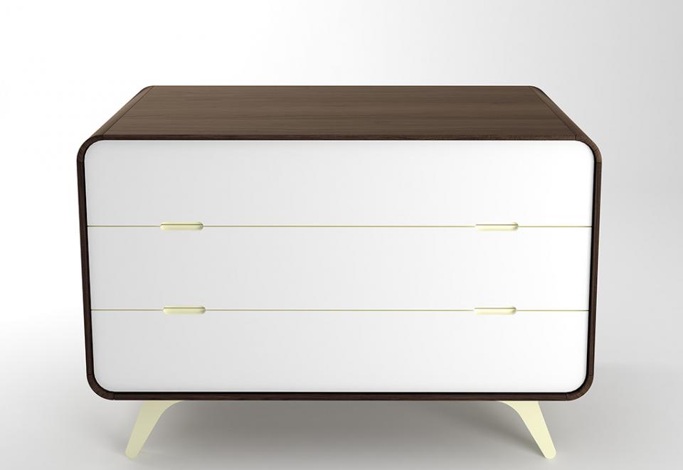 Commode en Noyer et MDF Laqué 110x50x80cm (l,l,h)