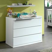 Commode 3 tiroirs en bois laqué blanc Longueur 110