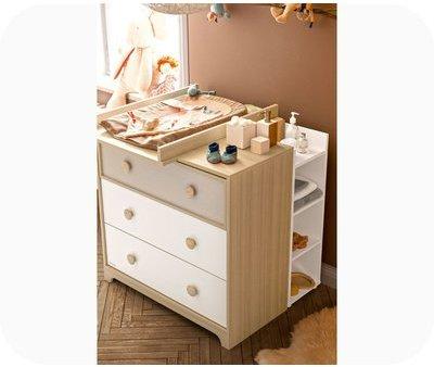 Commode Bébé Éol Bois et Blanche