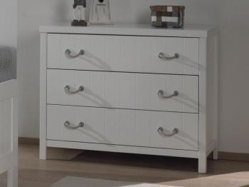 Commode LEMMY 3 tiroirs blanc laqué satiné sans pl