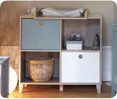 Commode Bébé Perle Blanche et Bois Commode Bébé Perle Blanche