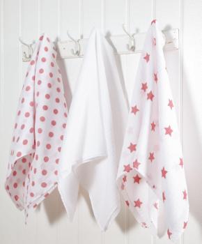 Lot de 3 langes bébé en mousseline de coton, rose