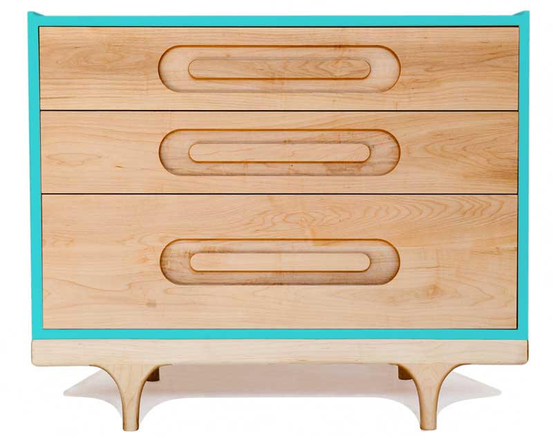 Commode enfant, Caravan, 3 tiroirs, Bois/Bleu