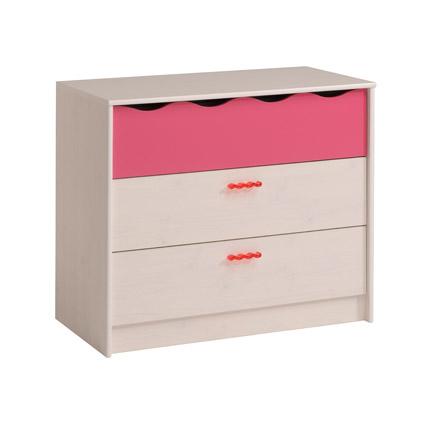 Commode 90x44x77cm coloris pin et framboise