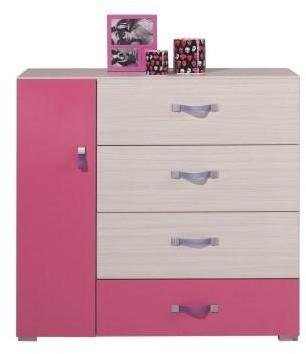 COMMODE ENFANT 4 TIROIRS 1 PORTE B VERA