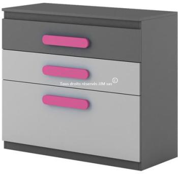 Commode 3 tiroirs pour enfant design mix rose Commode 3 tiroirs pour enfant
