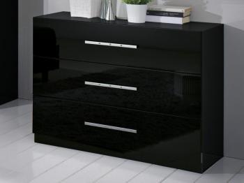 Commode GINOLA 3 tiroirs noir laqué