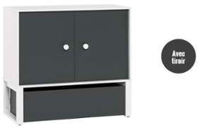COMMODE BASSE DE RANGEMENT BLANCHE ET GRISE - Coll