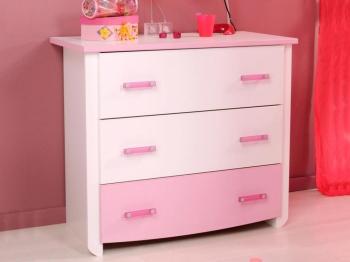 Commode ROBINSON 3 tiroirs blanc rose Commode ROBINSON 3 tiroirs