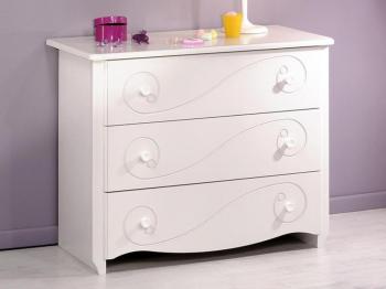 Commode ALYSSIA 3 tiroirs blanc sans surmeuble Commode ALYSSIA 3 tiroirs