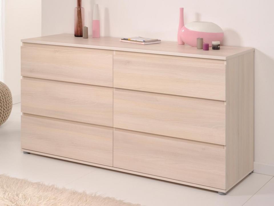 Commode NOE 6 tiroirs acacia clair