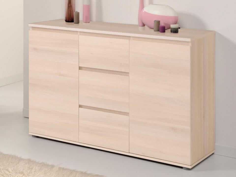 Commode NOE 2 portes et 3 tiroirs acacia clair